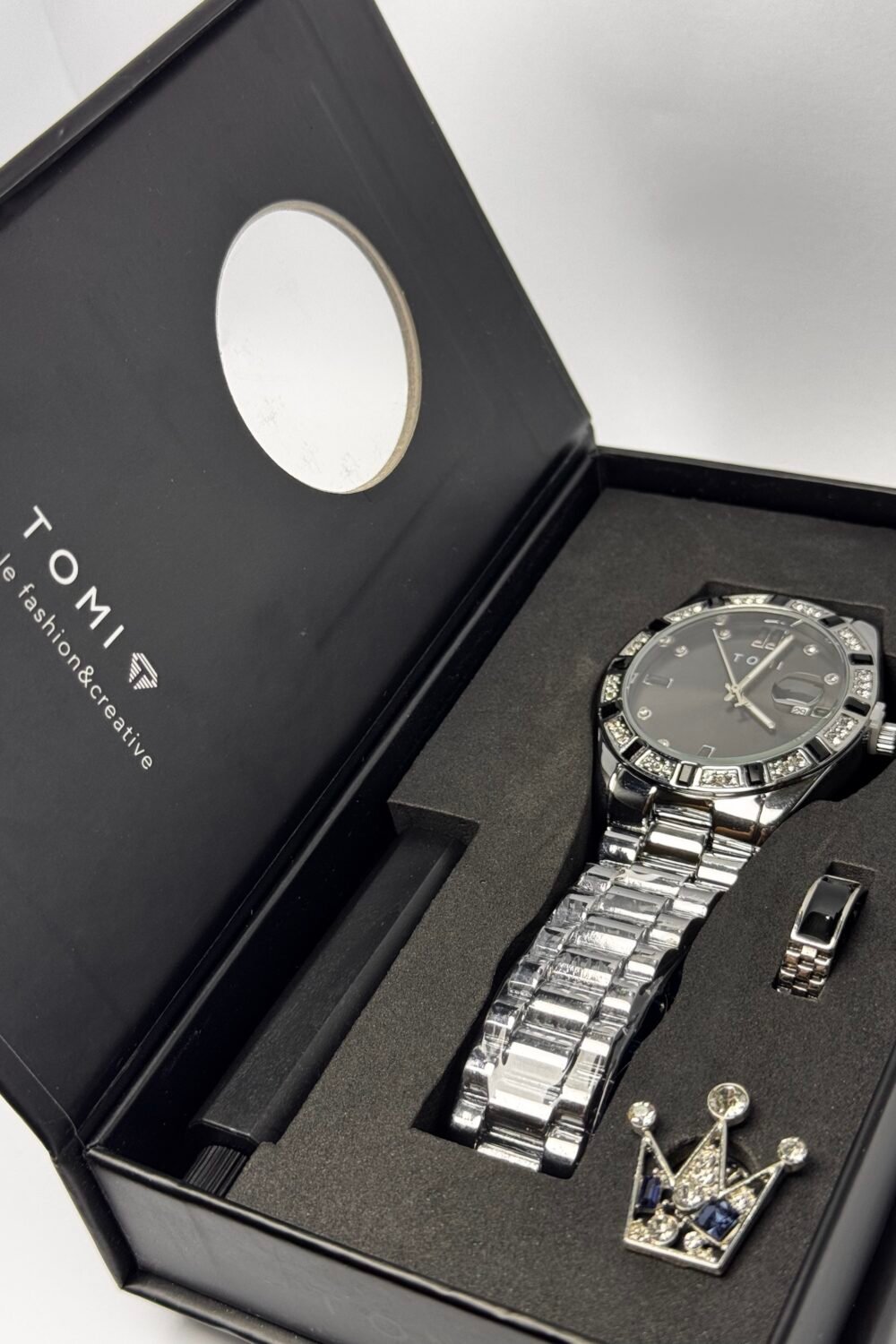 TOMI Crystal-Bezel Diamond-Index Executive Gift Set