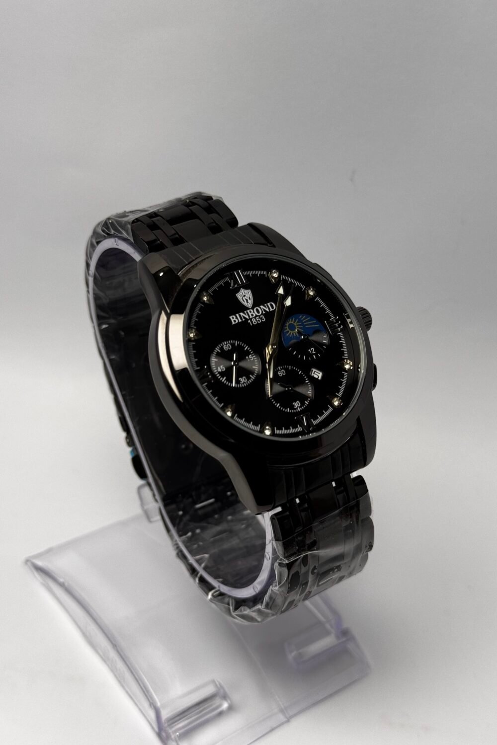 Binbond 1853 All-Black Chronograph Crystal Watch